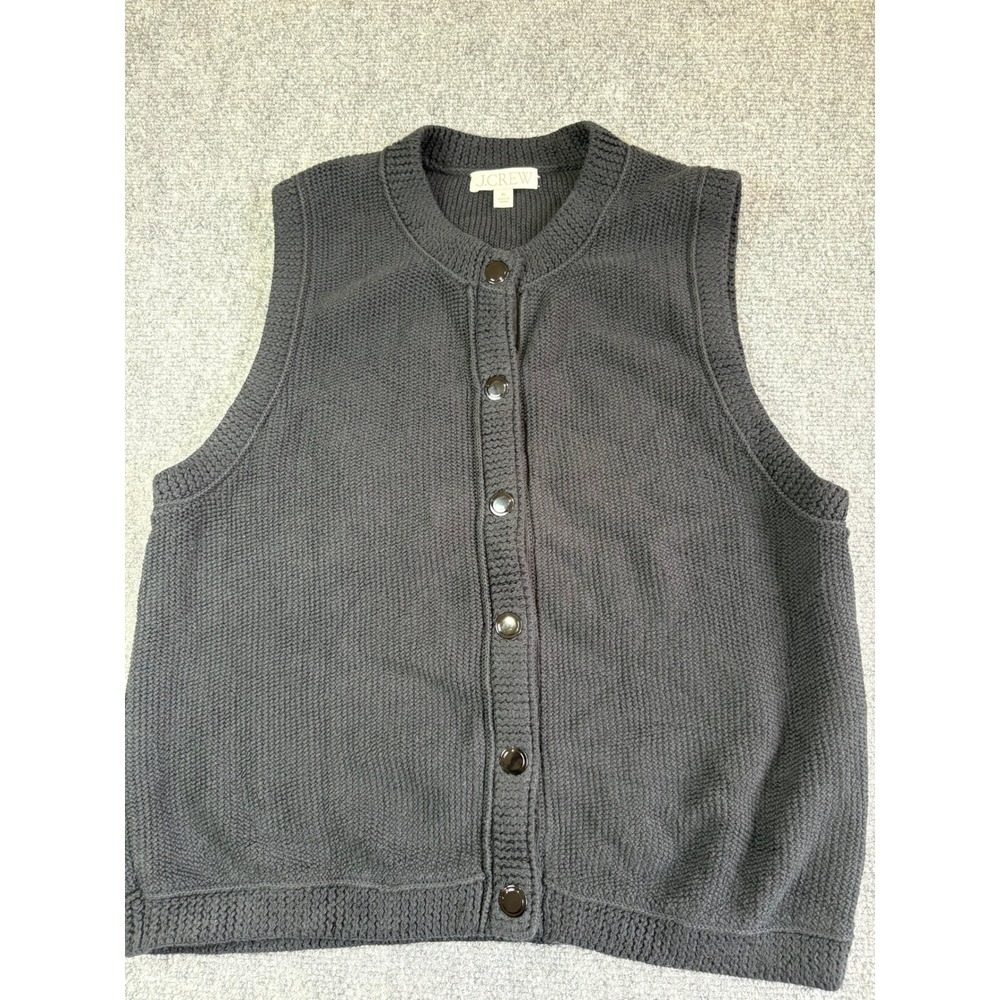 J.Crew Womens XL Gray Cotton Blend Knit Button Front Sweater Vest Sleeveless